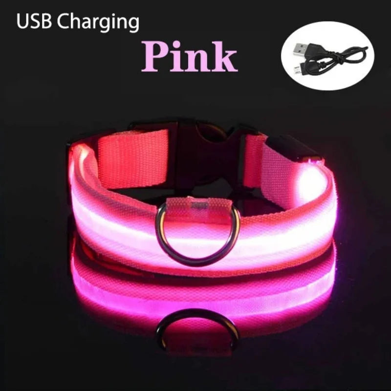 LED Luminous Collar Adjustable Glowing Dog Collar USB Rechargea Flashing Anti-Lost/Avoid Car Accident Collar Dogs Pet Products