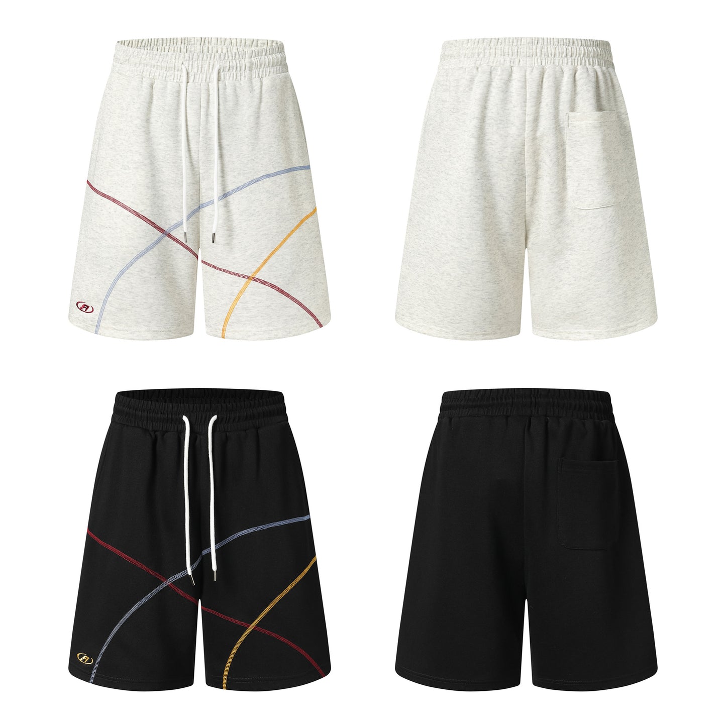 Contrast curved embroidered shorts