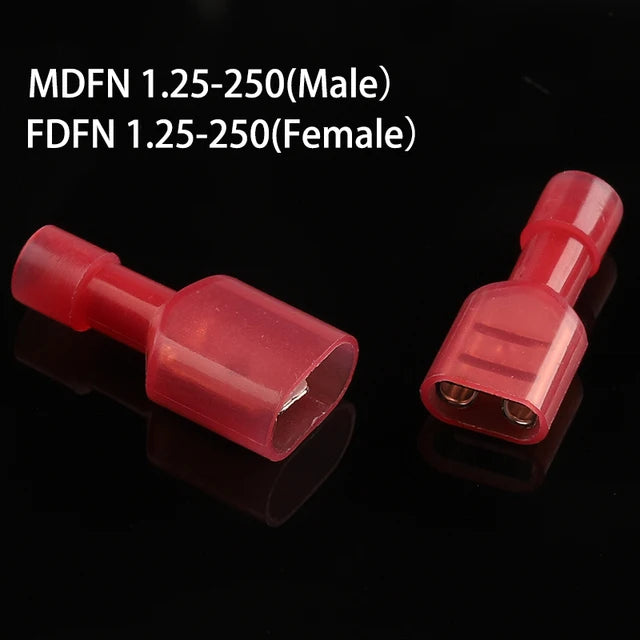 50PCS Nylon Fully Insulated Spade Female+ Male Electrical Crimp Terminators Terminals Crimp Wire Cable Connectors