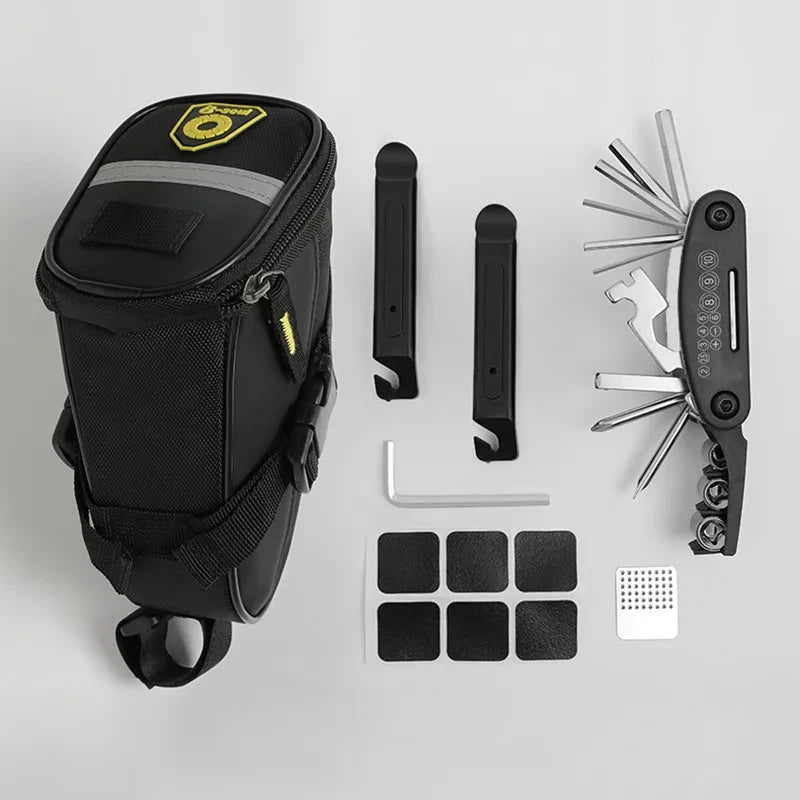 Portable Bike Repair Tools Kit Bicycle Repair Tools Kit Saddle Bag Pump Tire Patch Multi-functional Wrench Tool Set Accessories