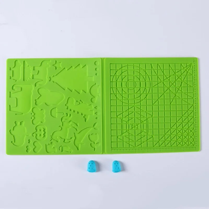 3D Printing Pen Silicone Mat DIY With 2 Finger Protectors Template Drawing Tool Silicone Pad Drawing Tools for Kids Adults