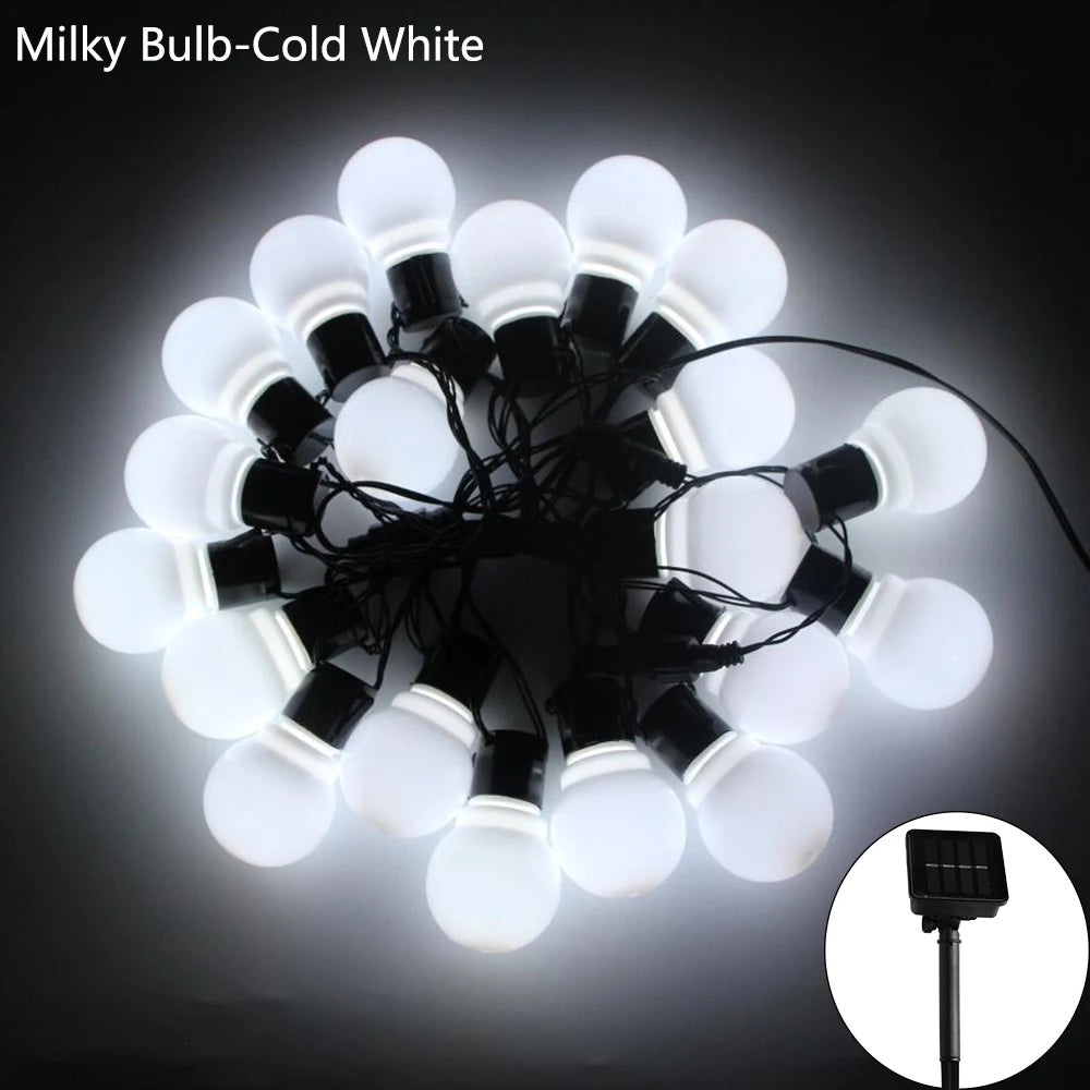 5/7/12M LED Globe Solar Fairy String Lights Bulb Christmas Garland Street Wedding Lamps Outdoor For Party Holiday Garden Patio