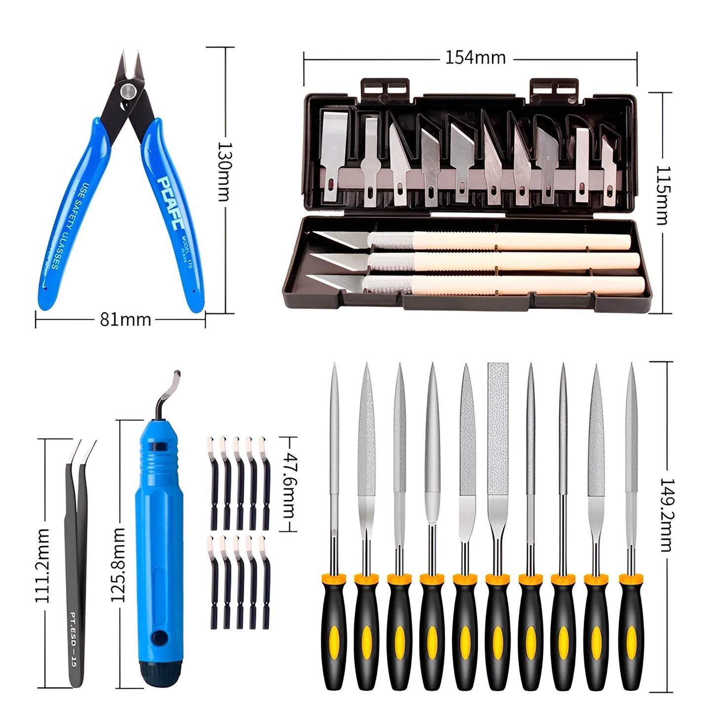 3D Printer Tool Kit Trimming Knife Scraper Cleaning Needle Tweezers Pliers Scraper Basic Deburring Tools Kit DIY 3D Printer Part