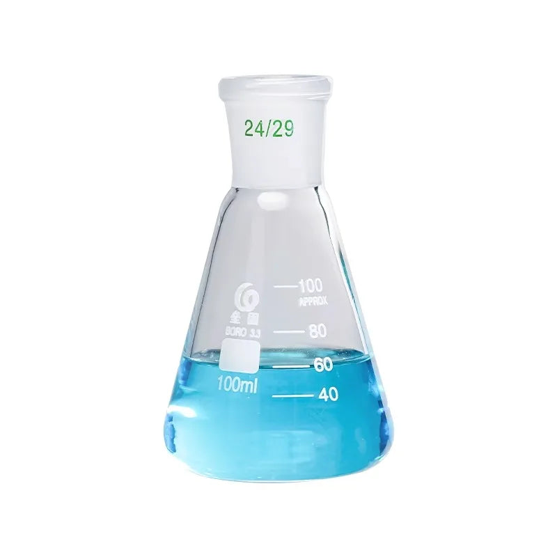 Lab 25ml-2000ml High Borosilicate Glass Triangular Flask with Standard Mouth 19# 24# 29# Conical Flask