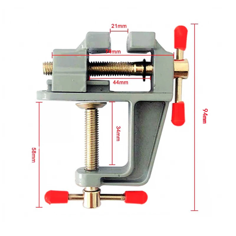 Small Jewelers Hobby Clamp On Table Flat Pliers Tool Vice Bench Vise Muliti-Funcational 3.5" Aluminum Miniature