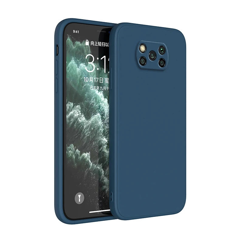 New Square Liquid Silicone Case for Xiaomi POCO X3 Pro NFC X3Pro X3NFC Shockproof Soft Cover Coque