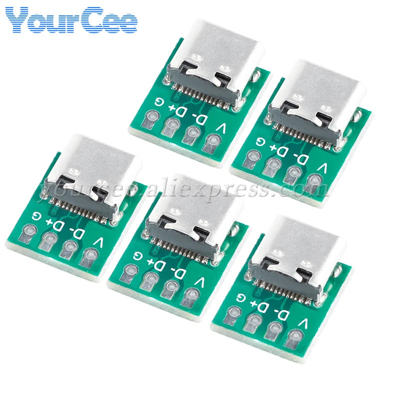 20pcs/1pc USB 3.1 Type C Connector 16Pin Female to 2.54mm Test PCB Board Adapter Socket For Data Line Wire Cable Transfer