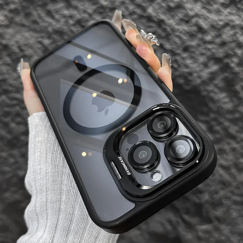 Luxury Magnetic Shockproof Macsafe Case for Magsafe IPhone 15 14 13 12 16 Pro Max Plus 11 i16 Glass Lens Protection Stand Cover
