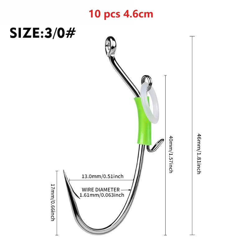 10pcs Luminous Spring-loaded shrimp hook Live Shrimp Hooks Stainless Steel Saltwater Live bait Fishing Hooks Shrimp Walker