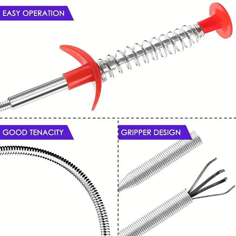 60cm Spring Pipe Dredging Tools, Drain Snake, Drain Cleaner Sticks Clog Remover Cleaning Household for KitchenBending sink tool