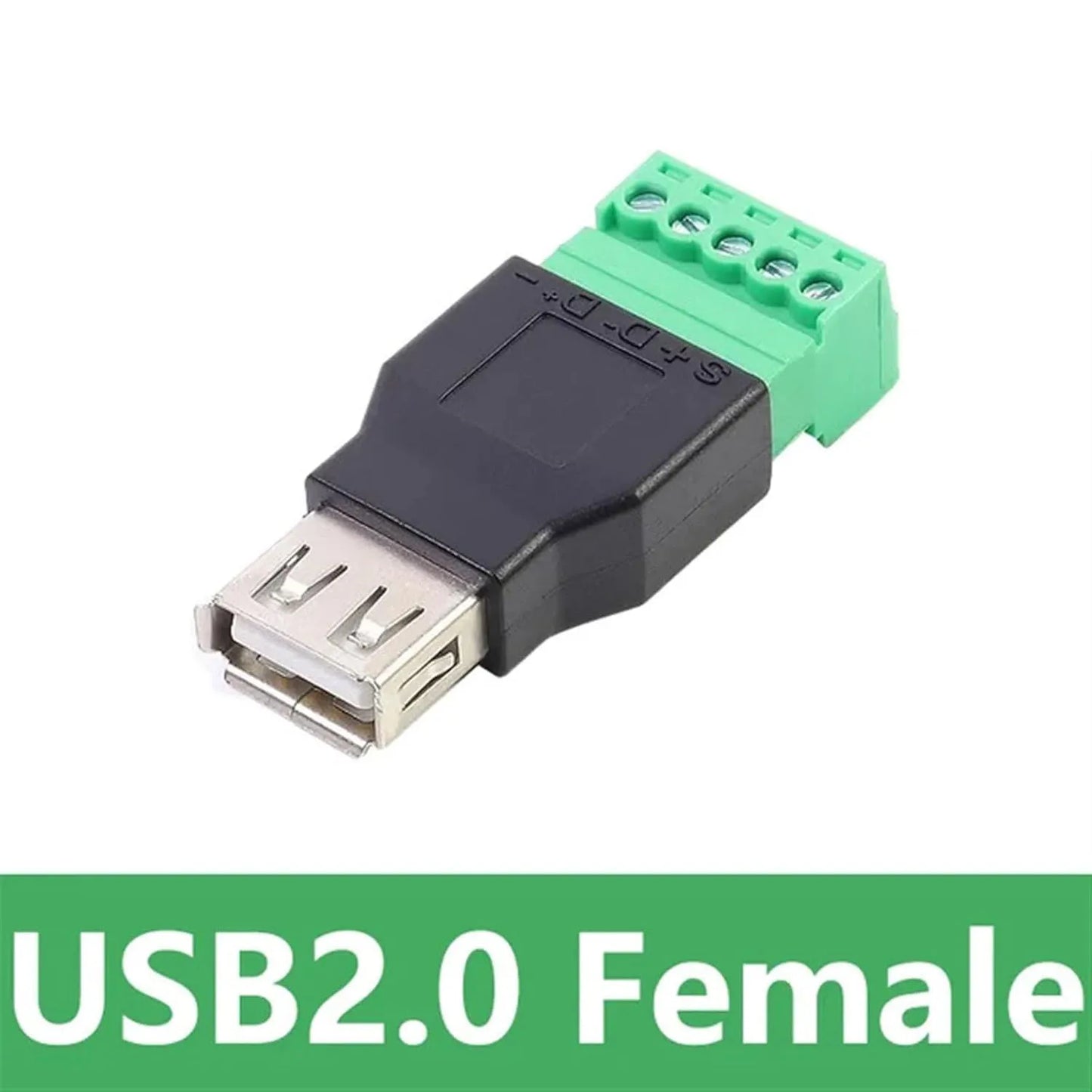 USB 2.0 Type A Male/Female to 5 Pin Screw Connector USB Jack with Shield Screw Terminal Plug Socket for Computer TV Keyboard