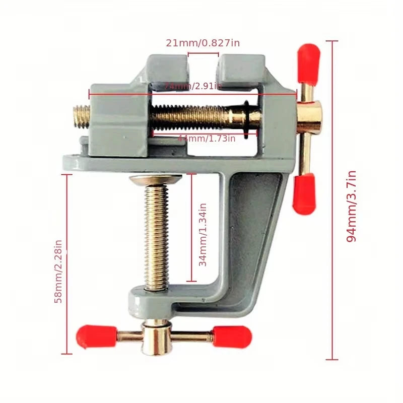 Mini Bench Vise Muliti-Funcational 3.5" Aluminum Miniature Small Jewelers Hobby Clamp On Table Flat Pliers Tool Vice