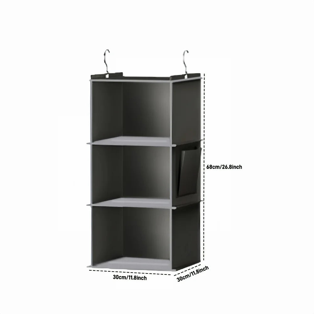Hanging Closet Organizer, 6-Shelf Wardrobe Storage Bag with Hooks, Space Saving Foldable Fabric Shelves for Bedroom Dorm Travel