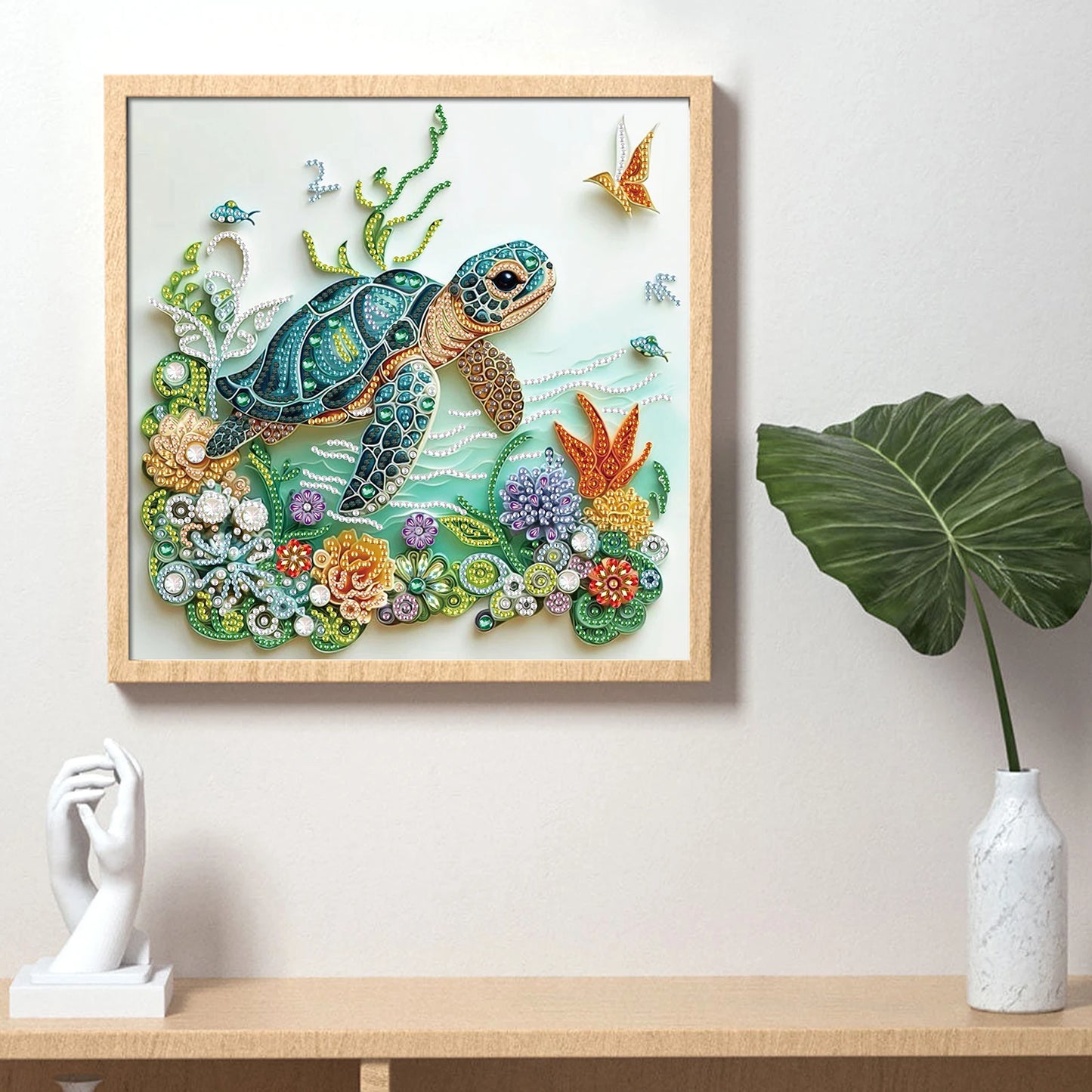 DIY Turtle and Flower 5D Special Shape Diamond Art Kits for Beginners,Diamond Art Painting Kits for Home Wall Decoration Gift