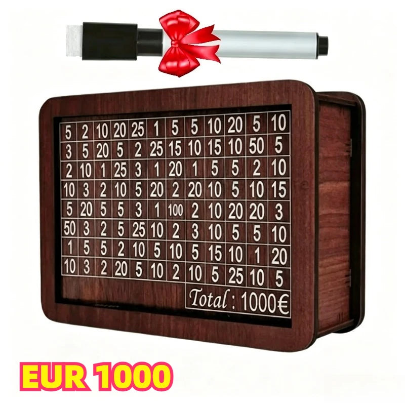 1000/3000/5000/10000 Euro Money Box Wooden Piggy Bank Reusable Personalized Piggy Bank Children Challenge Cash Storage Case