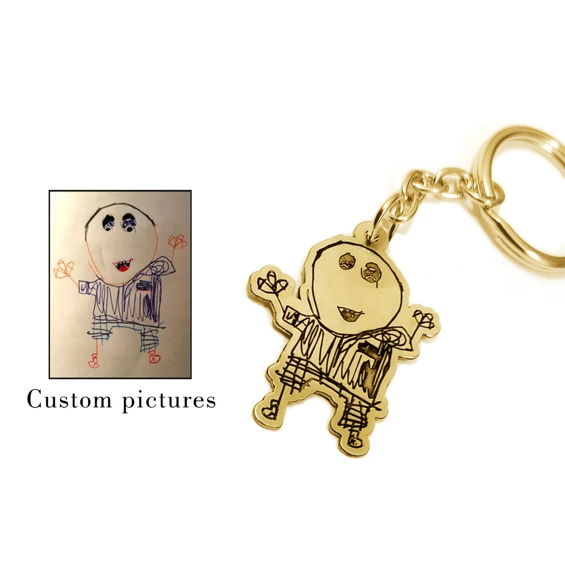 Personalized Custom Engraved Stainless Steel Keychain | Hand-Drawn Art, Photos, Cartoons, Anime, Celebrity and Family Image Engraving | Unique Souvenir Gifts