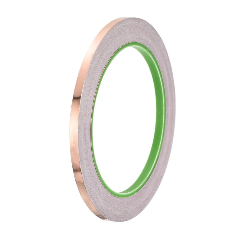 3/5/10mm x 20M Copper Foil Tape Double-Sided Conductive For EMI Shielding Stained Glass Soldering Electrical Repairs Grounding