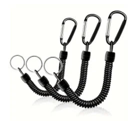 Spring Coil Keychains,Retractable Wrist Strap Safety Rope,8.46" To 47" Extendable,with Carabiner and Ring