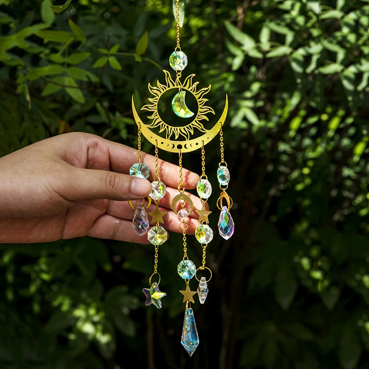 1pc star moon wind chime pendant cross border exclusive crafts garden decoration pendant sun catcher