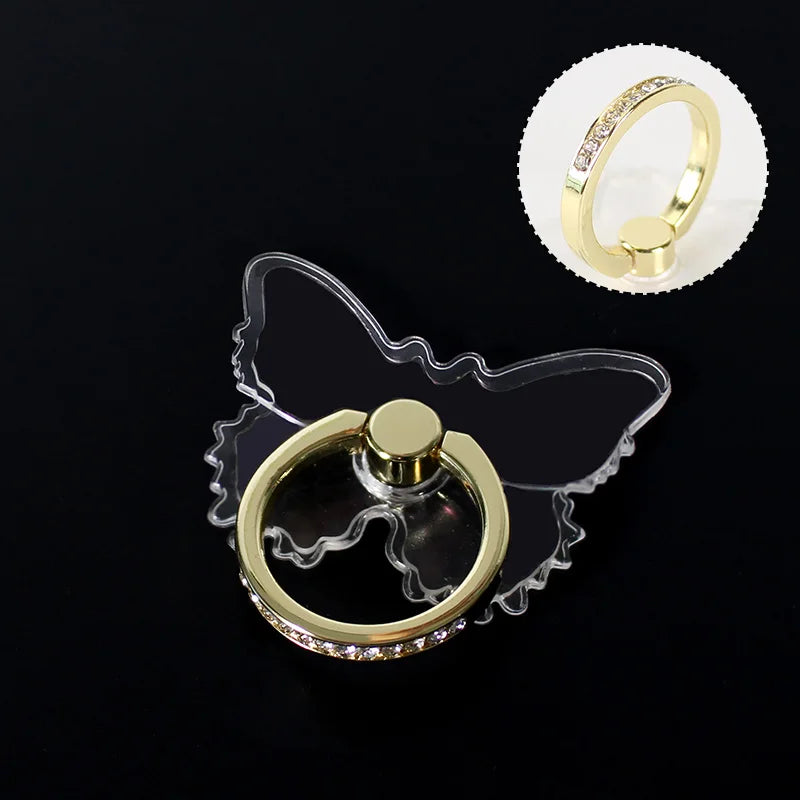 Transparent Cell Phone Ring Holder Stand 360° Degree Rotation Clear Finger Grip Kickstand Compatible iPhones or Phone Case