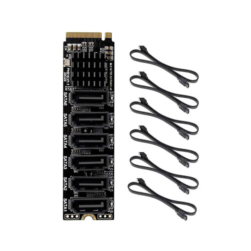 M.2 NVME PCI-E PCIE X4 X8 X16 to 6 Port 3.0 SATA Adapter Card Riser III ASM1166 6GB/S Chassis server PC Computer Expansion
