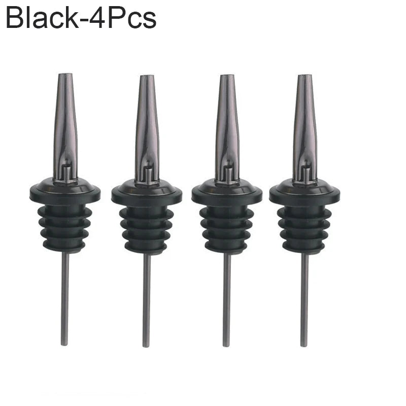 4Pcs Black/Rose Gold/Silver Liquor Pourers, Stainless Steel Liquor Bottle Pourers for Alcohol, Bar Accessories Pour Spouts