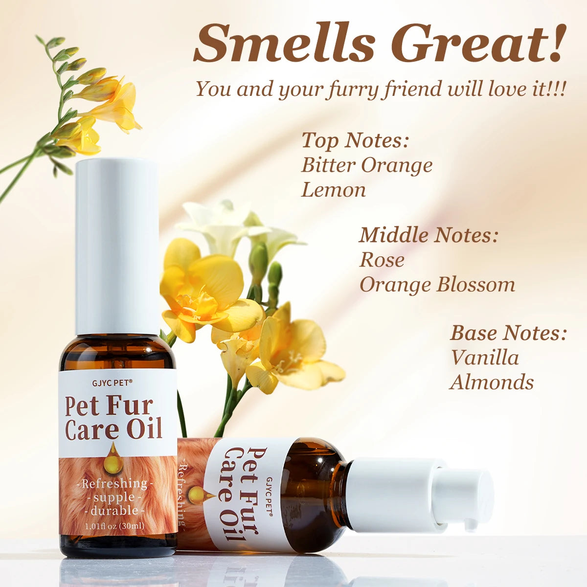 Gentle Pet Fur Care Oil Plant-Based Formula Leave-In Conditioner Detangles Reduces Shedding Boosts Coat Shine For Dogs Cats