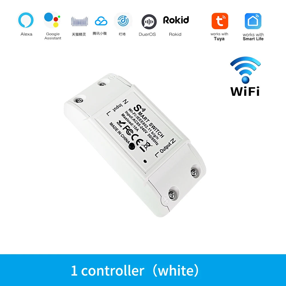 WiFi Switch DIY MINI Smart Home Switch Relay Module Works with Tuya Smart Life APP Wireless Voice Remote Control Timer Switch