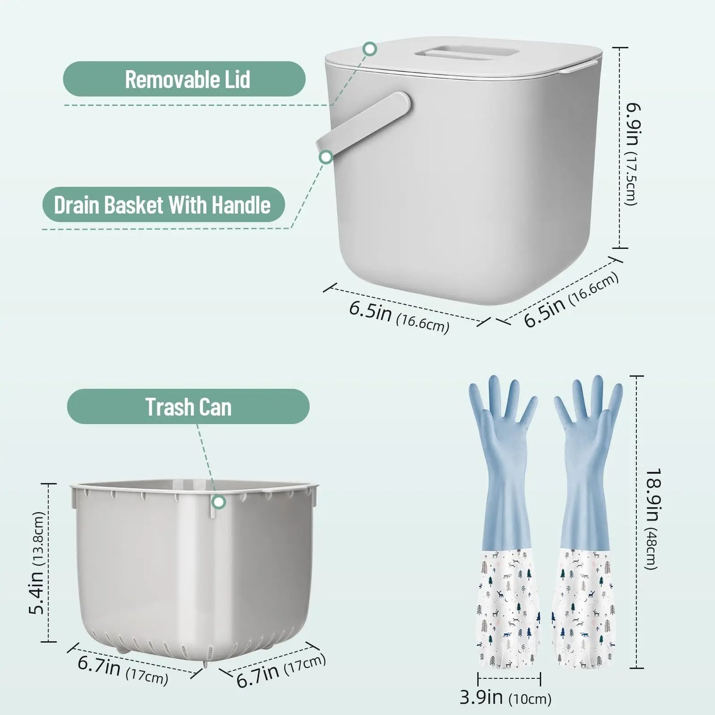 Kitchen Organic Waste Bin with Lid, Compost Bin for Everyday Organic Waste Containers, Odour-proof, Easy To Clean.
