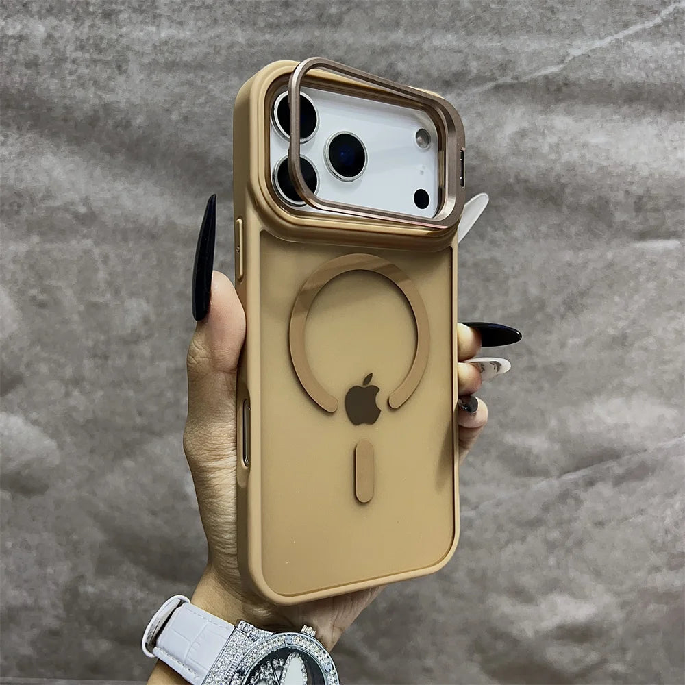 Matte Magnetic Translucent Wireless Charge Stand Case For iPhone 17 Pro Max Air 16 15 14 13 12 11 for Magsafe Must-Haves Cover