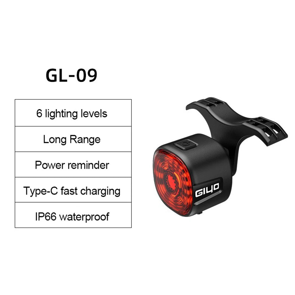 Bicycle Smart Brake Rear Light Auto on/Off Stop Signal Brake MTB Road Bike LED Taillight Type-C Charge Cycling Safety Flash Lam