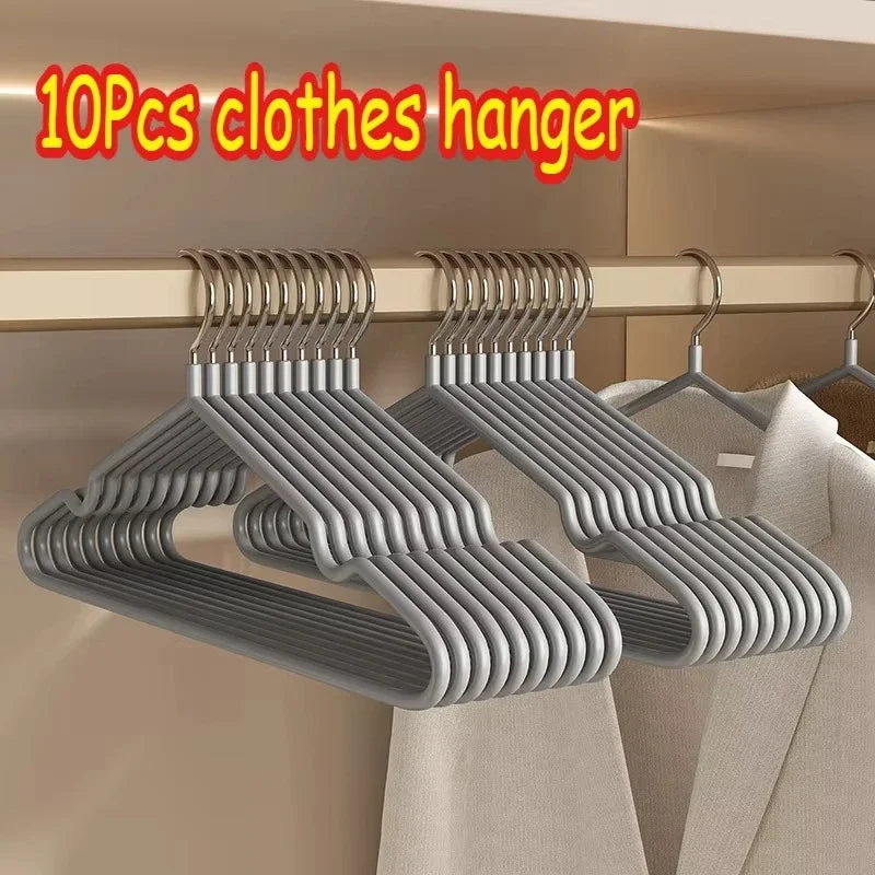 10pcs Metal Clothes Hangers Traceless No-Slip Durable Strong Space Saver for Bedroom Organization Non-Slip Strong Clothes Racks