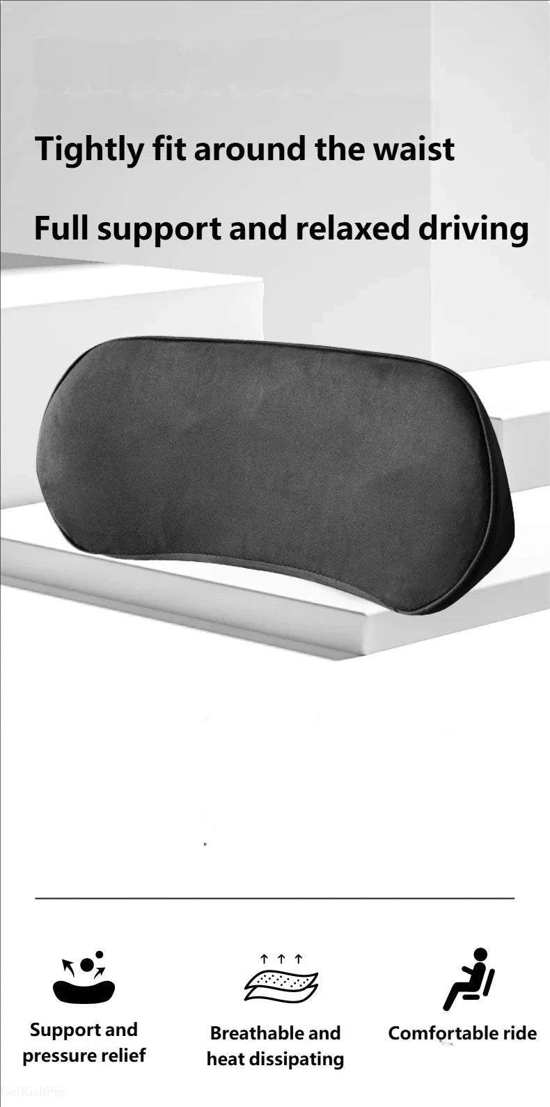 Car Memory Foam Lumbar Support Cushion Waist Pillow Backrest Seat Driver Travel Back Support Auto Interior Accessories Comfort