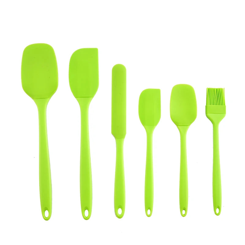 Silicone kitchenware 6-piece set, cream scraper, spatula, oil brush, size scraper set baking tool,Non-integrated hand