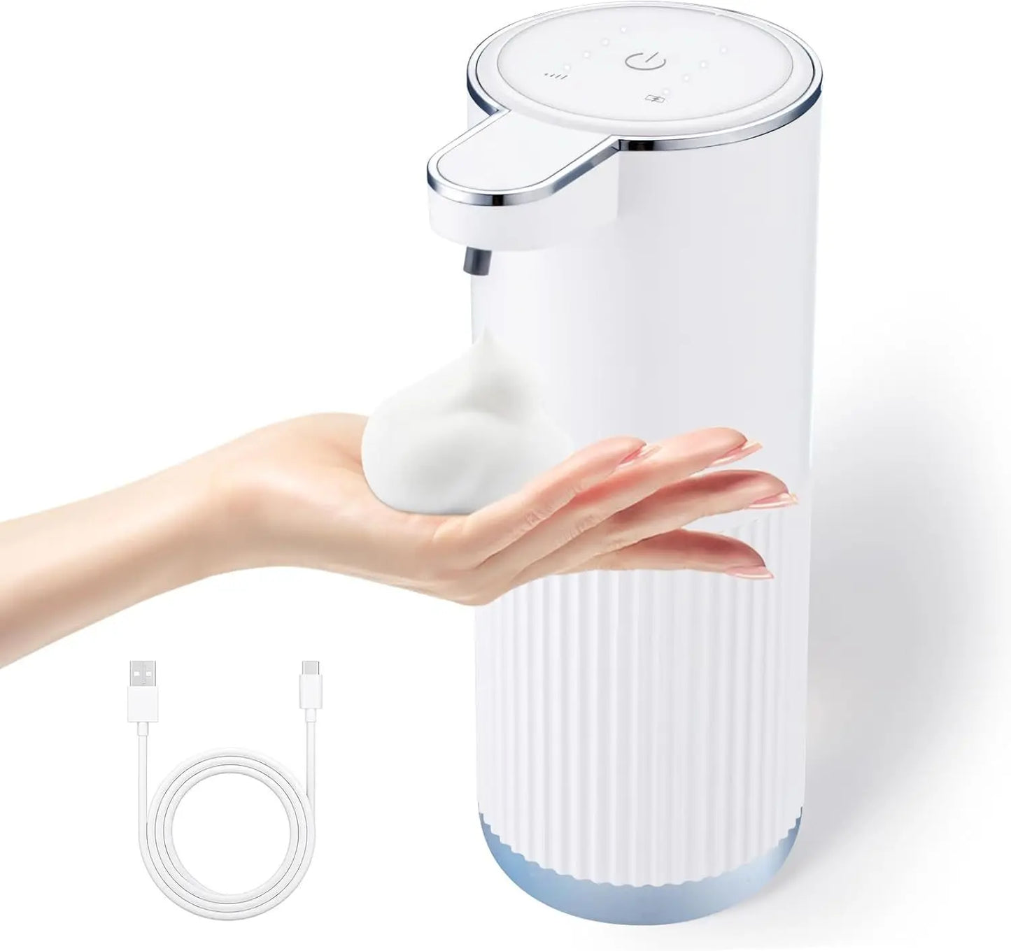 4-Level Adjustable 360ml Touchless Automatic Soap Dispenser, Wall Mount Hands Free Foam/Gel Dispenser