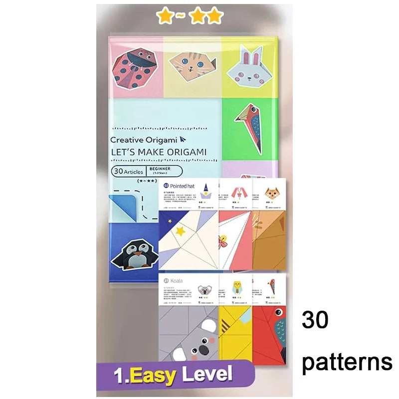Origami Kit with 30/96 Sheets Paper & Guide Book, DIY Craft Art for Beginners kids,Multiple difficulty level challenges