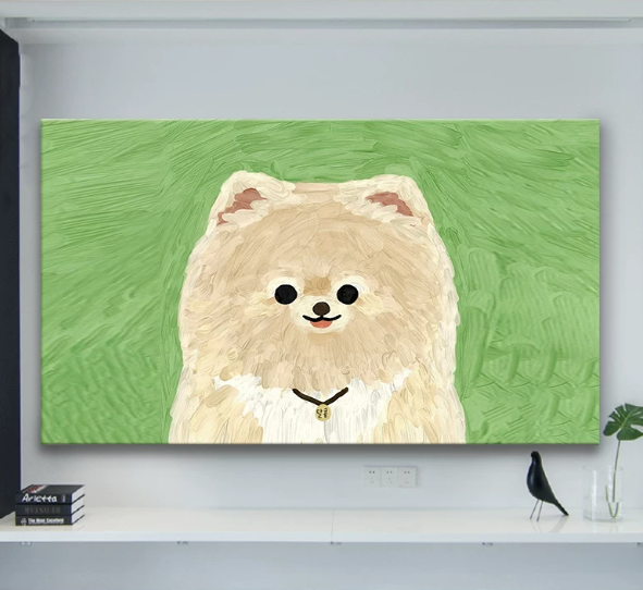 Cartoon oil painting dog dustproof TV cover simple TV cloth cover large TV cover