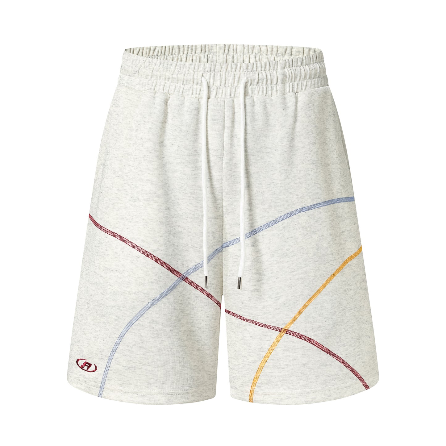 Contrast curved embroidered shorts