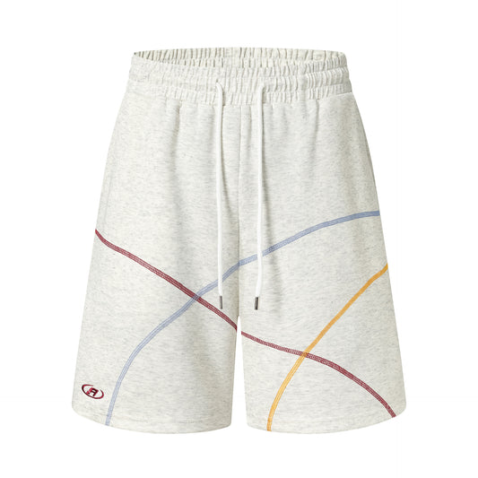 Contrast curved embroidered shorts