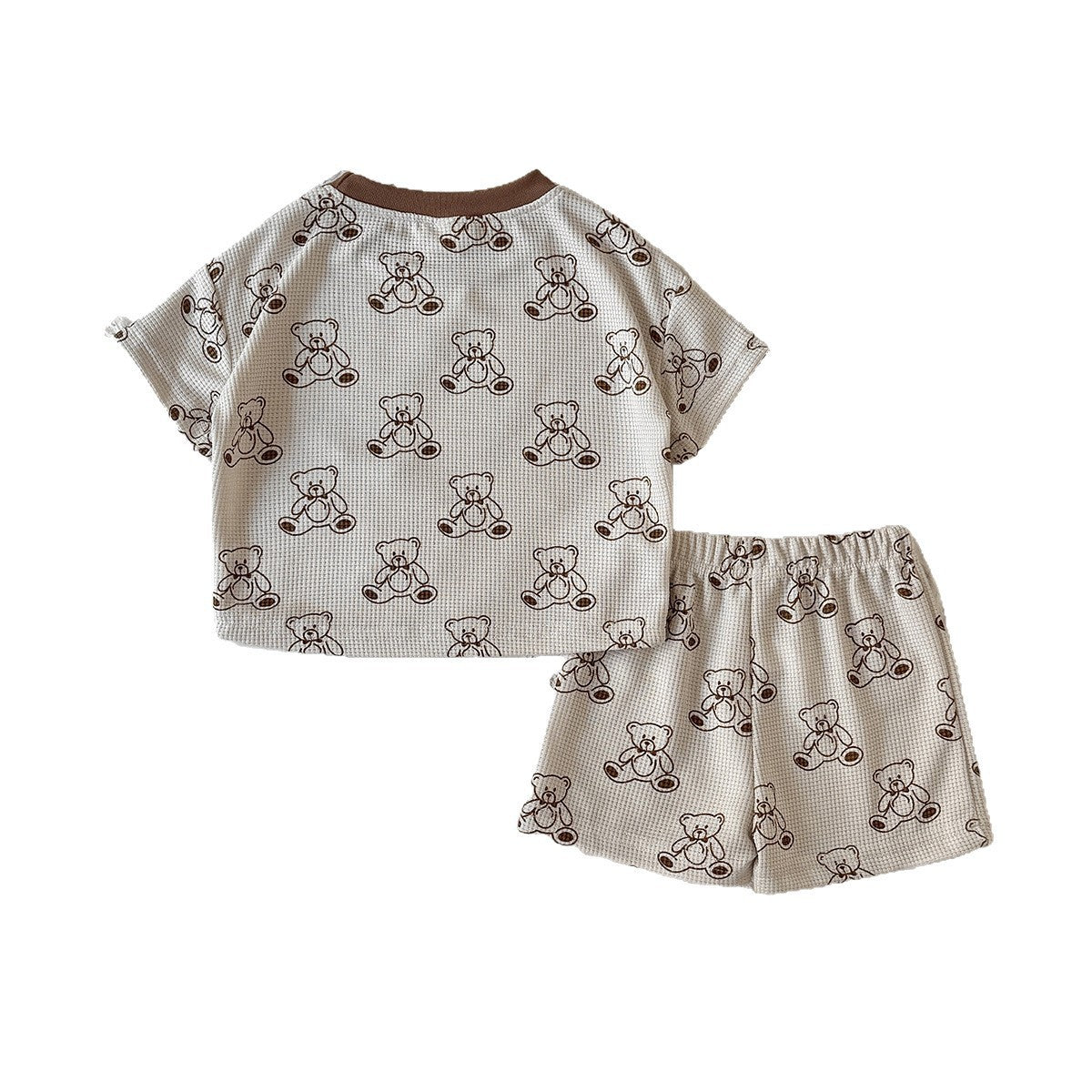 Cute teddy bear short sleeved shorts casual set