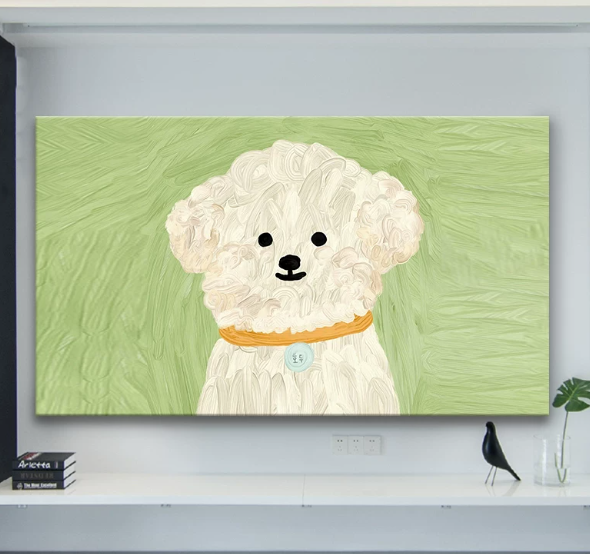 Cartoon oil painting dog dustproof TV cover simple TV cloth cover large TV cover