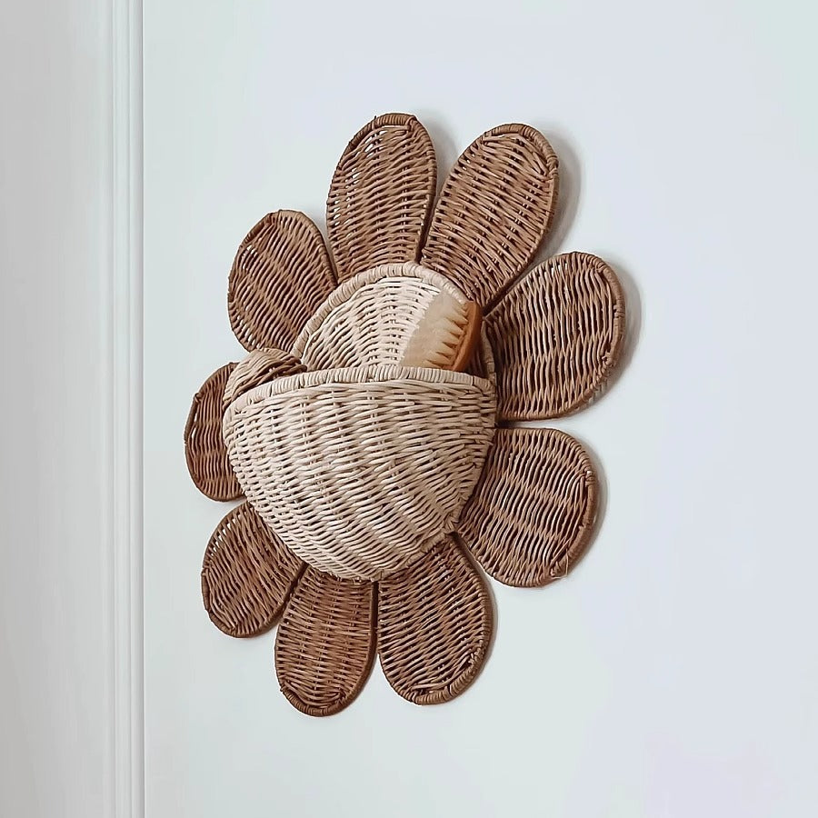 Nordic Rattan Wall Hanging Basket Key Organizer Storage Basket for Bathroom, Guesthouse, Kids' Room, Wall Decor and Storage