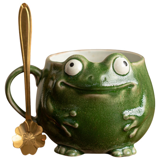 Creative Frog Personality Coffee Cup with Spoon Ceramic Mug High-Quality Design