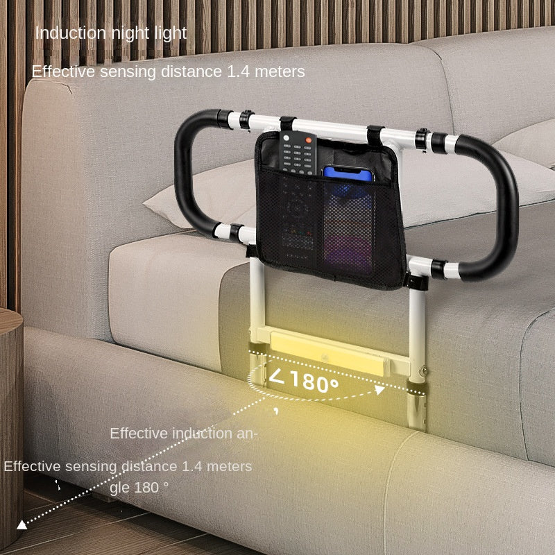 Elderly bedside armrest without punching pregnant woman stands up armrest frame patient foldable bed guardrail