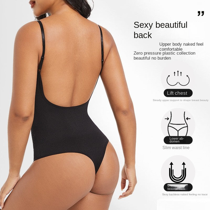 Style Backless Waist Trainer Thong Bodysuit for Women, Butt Lifting Shapewear, Plus Size, Sexy Backless Underwear, Body Shaping Base Layer