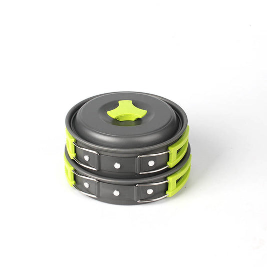 Juego de utensilios de cocina para acampar y mochilear, kit de cocina portátil para exteriores con vajilla, duradero y ligero, bolsa de almacenamiento plegable