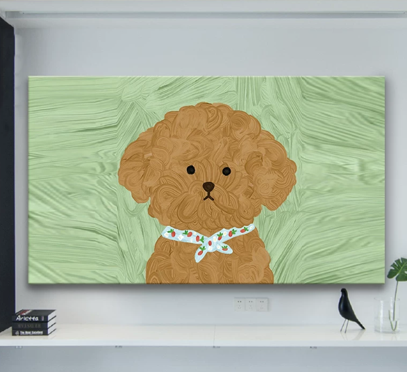 Cartoon oil painting dog dustproof TV cover simple TV cloth cover large TV cover