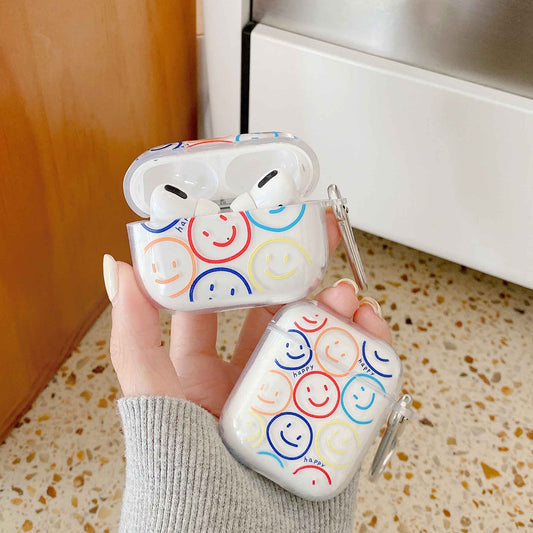Copia de carcasa de silicona suave transparente Smiley para auriculares Apple Airpod 2/1, funda para Airpod Pro 3, estuche para auriculares Airpods, capa fundas