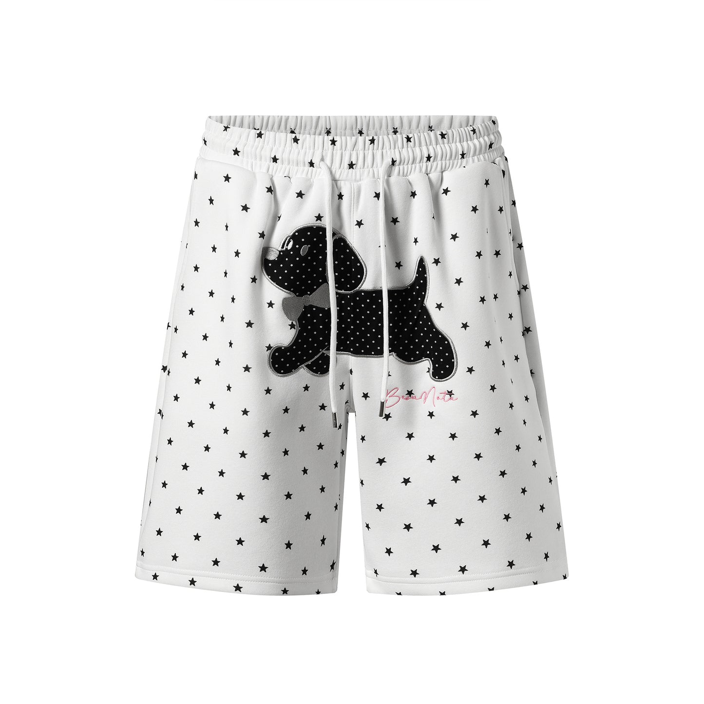 Soft and cute dog patch embroidered shorts