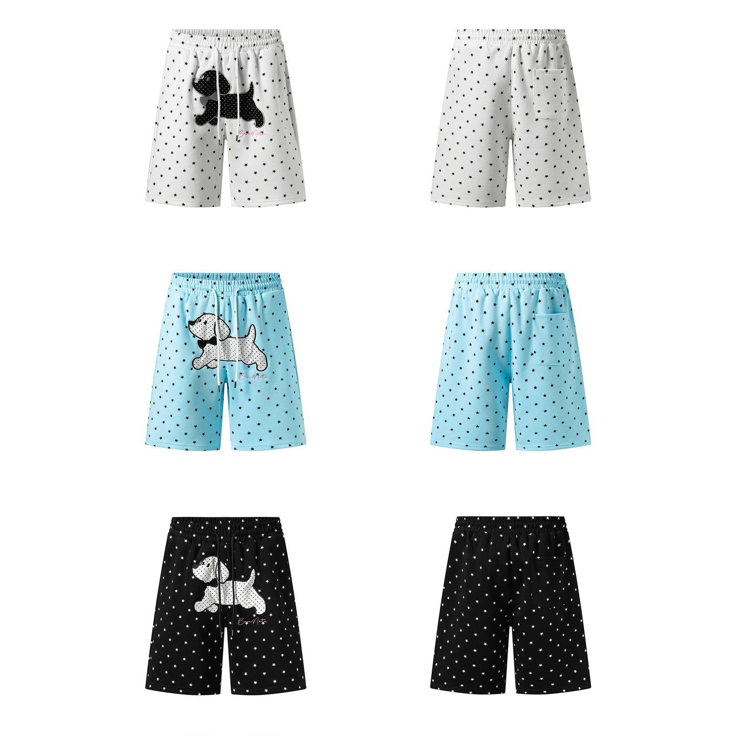 Soft and cute dog patch embroidered shorts